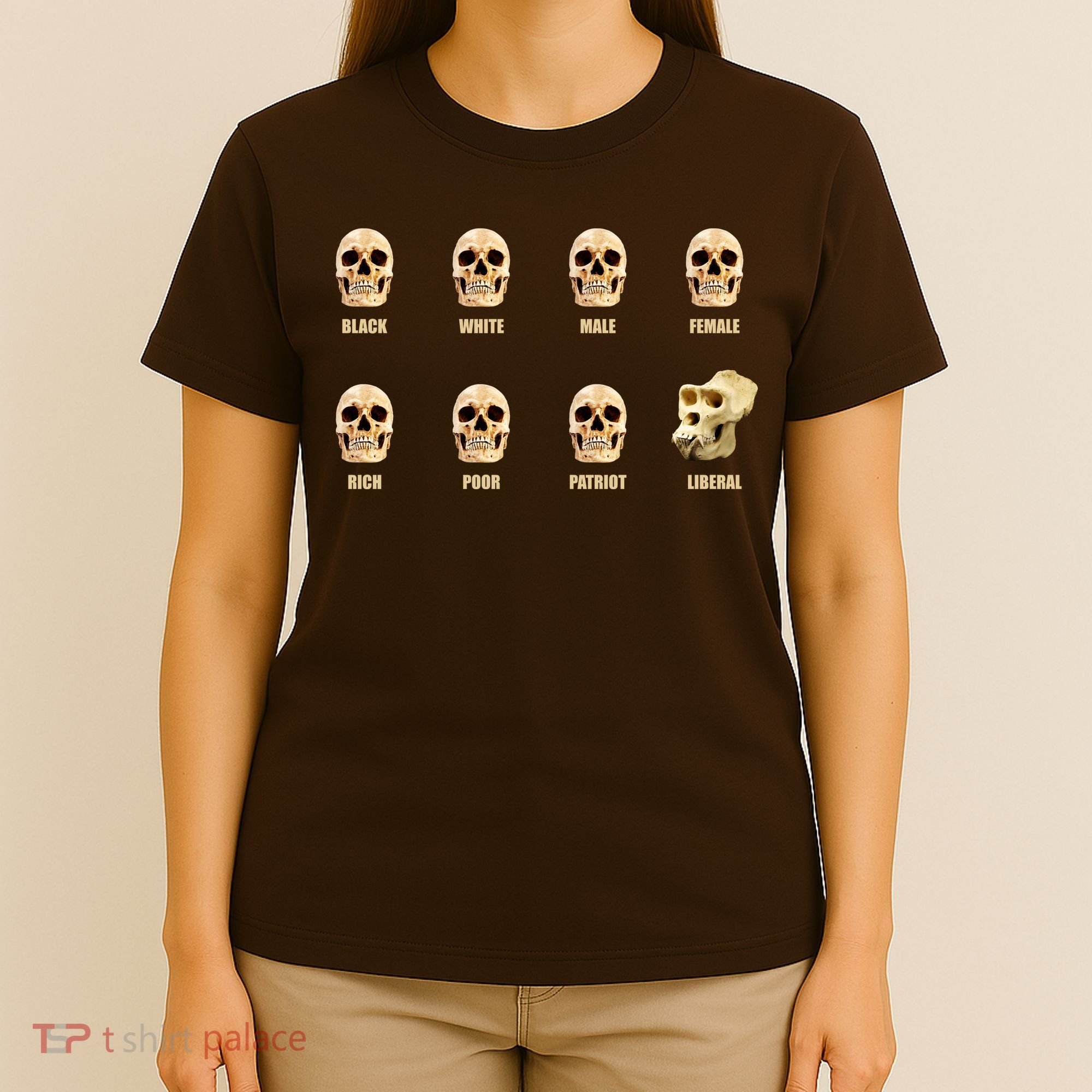 Skulls of Modern America Funny Liberal Monkey Skull T-Shirt