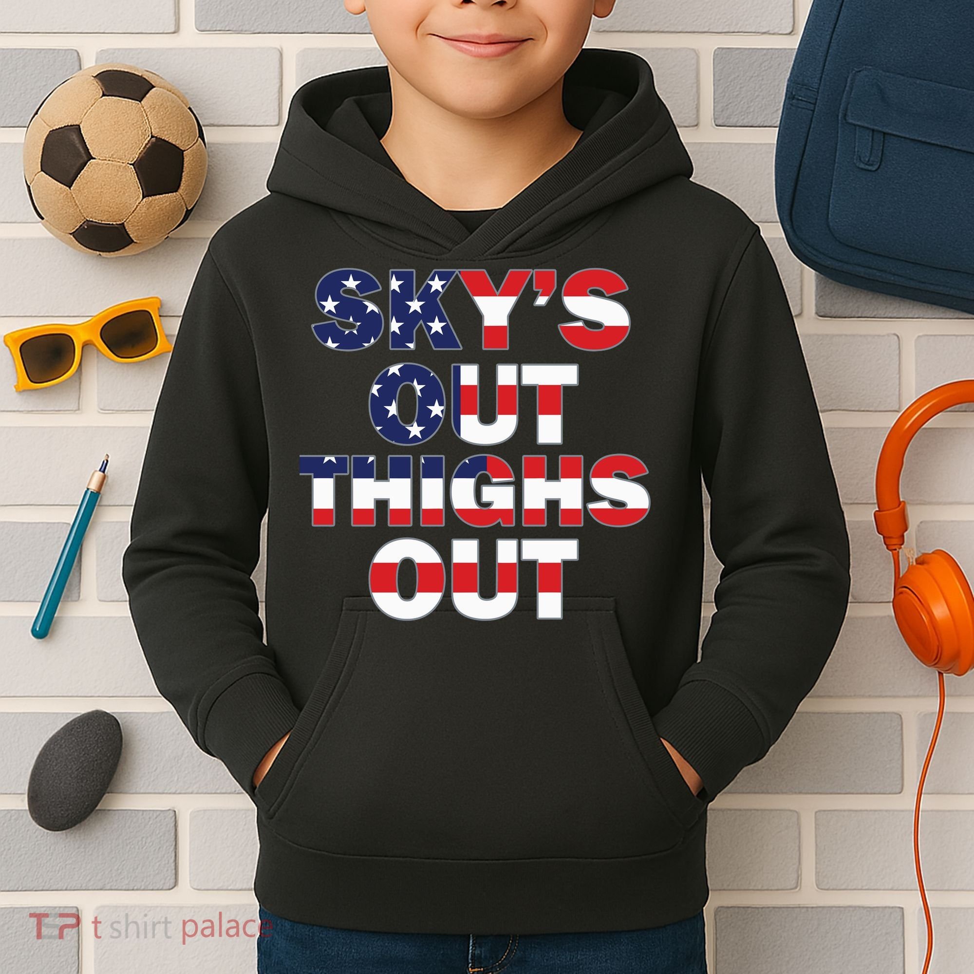 Sky's Out Thighs Out Kids Hoodie