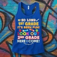 So Long 1st Grade 2nd Here I Come Last Day Look Out It's Fun Cute Gift Women's Tank Top thumb 3