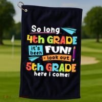 So Long 4th Grade 5th Grade Here I Come Graduation Boy Golf Towel thumb 1