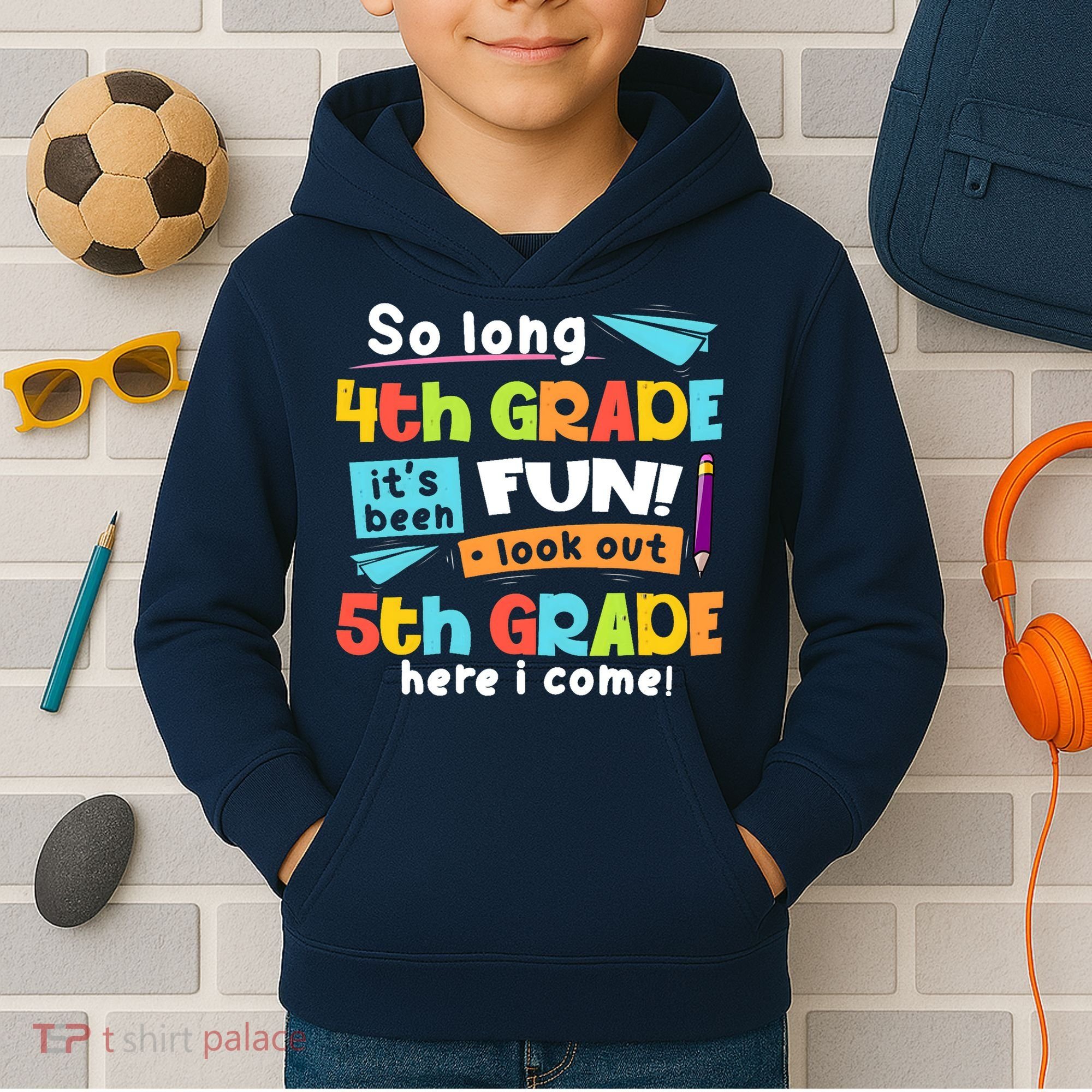 So Long 4th Grade 5th Grade Here I Come Graduation Boy Kids Hoodie