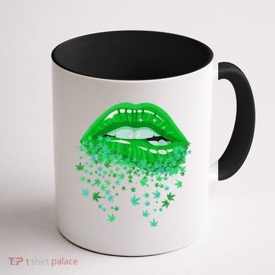 Sexy Lips 420 Cannabis Marijuana Weed Pot Leaf Lover Gift Coffee Mug back