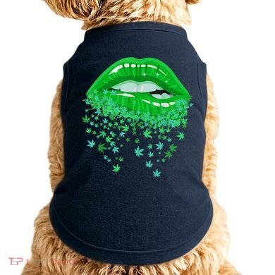 Sexy Lips 420 Cannabis Marijuana Weed Pot Leaf Lover Gift Doggie Tank