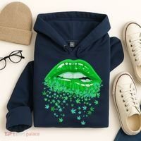 Sexy Lips 420 Cannabis Marijuana Weed Pot Leaf Lover Gift Hoodie thumb 4