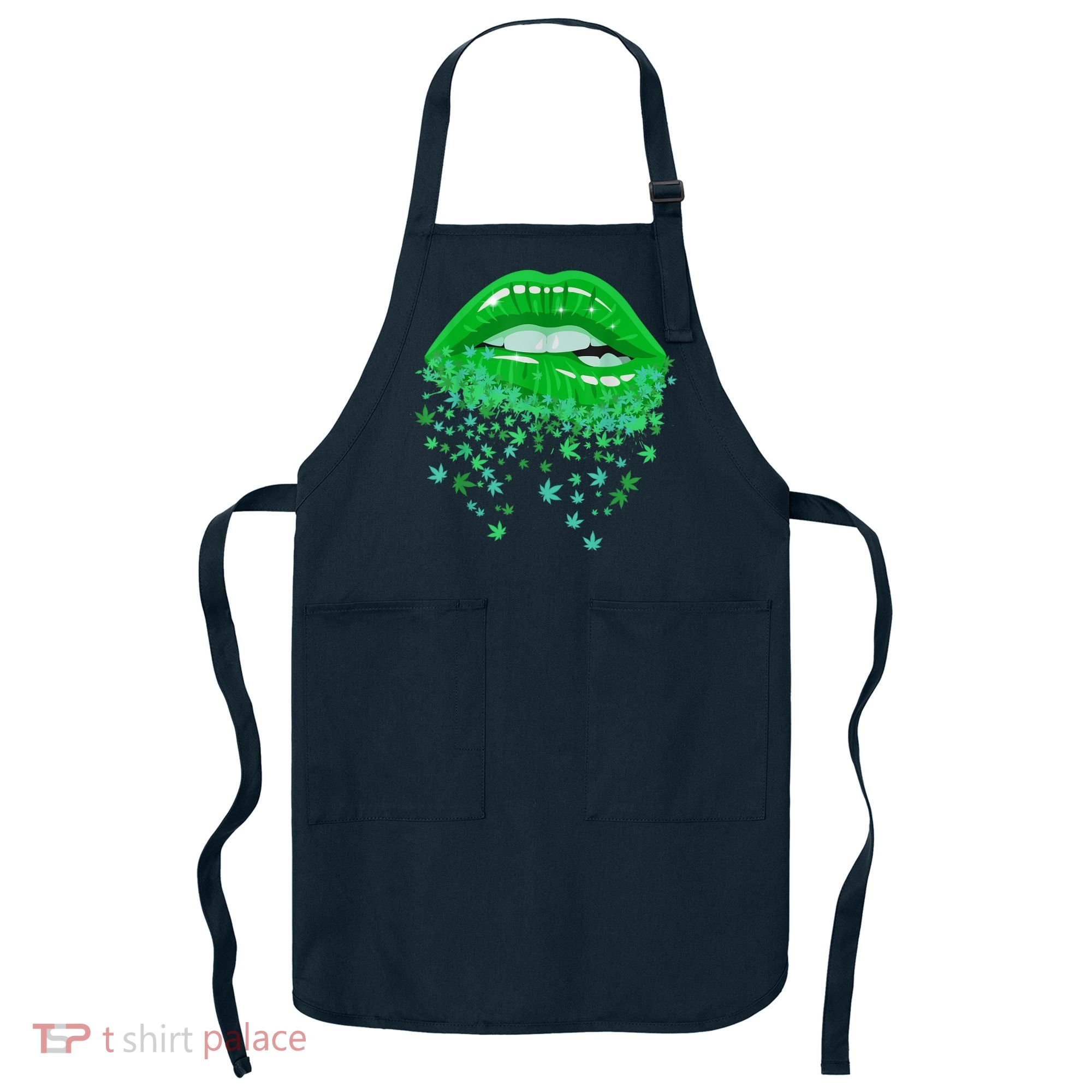 Sexy Lips 420 Cannabis Marijuana Weed Pot Leaf Lover Gift Apron