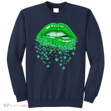 Sexy Lips 420 Cannabis Marijuana Weed Pot Leaf Lover Gift Sweatshirt