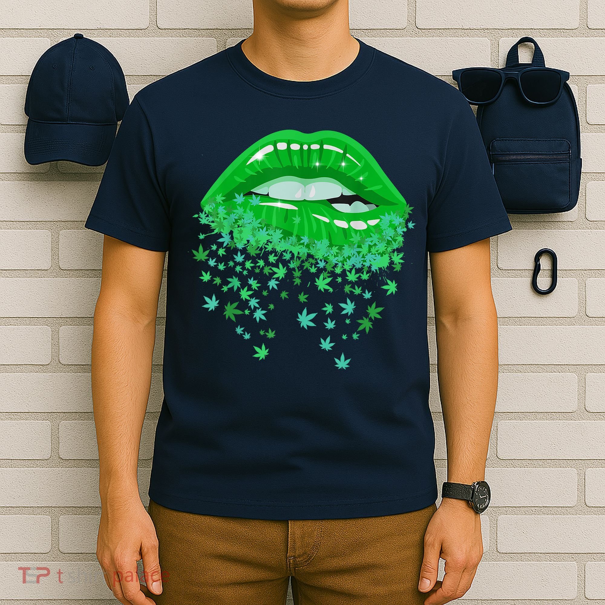 Sexy Lips 420 Cannabis Marijuana Weed Pot Leaf Lover Gift T-Shirt