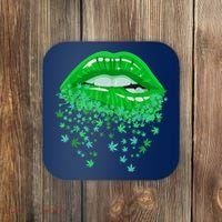 Sexy Lips 420 Cannabis Marijuana Weed Pot Leaf Lover Gift Coaster thumb 0