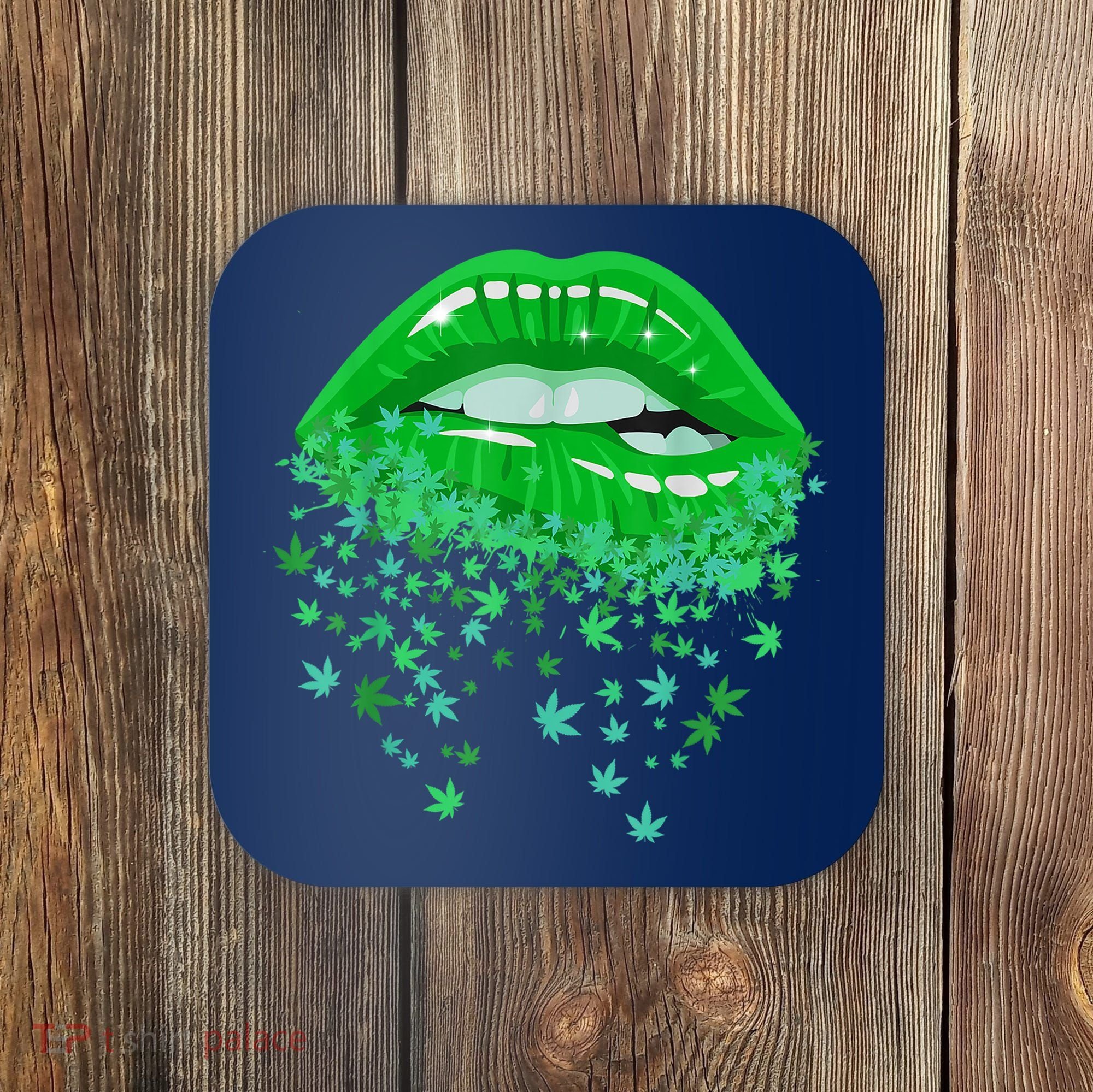 Sexy Lips 420 Cannabis Marijuana Weed Pot Leaf Lover Gift Coaster