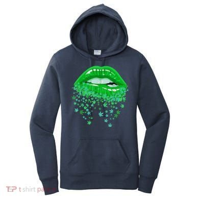 Sexy Lips 420 Cannabis Marijuana Weed Pot Leaf Lover Gift Women's Hoodie