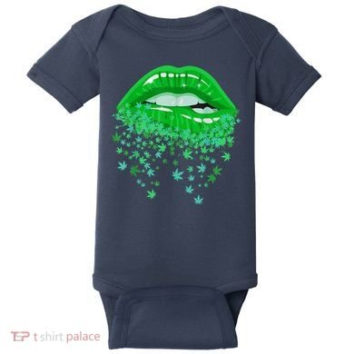 Sexy Lips 420 Cannabis Marijuana Weed Pot Leaf Lover Gift Baby Bodysuit