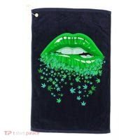 Sexy Lips 420 Cannabis Marijuana Weed Pot Leaf Lover Gift Golf Towel thumb 0