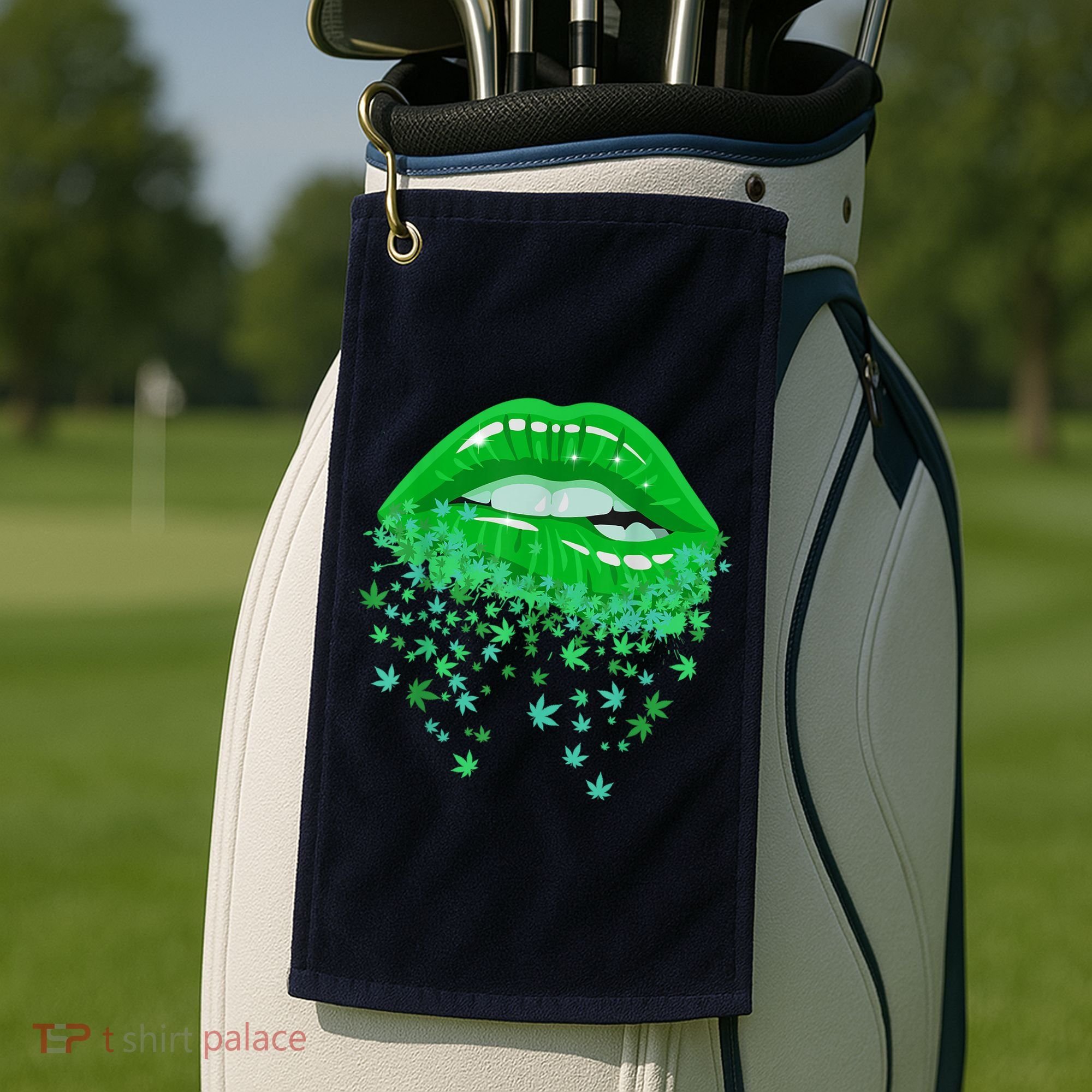 Sexy Lips 420 Cannabis Marijuana Weed Pot Leaf Lover Gift Golf Towel