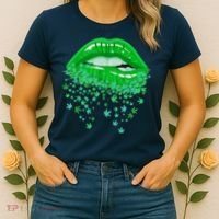 Sexy Lips 420 Cannabis Marijuana Weed Pot Leaf Lover Gift Women's T-Shirt thumb 2