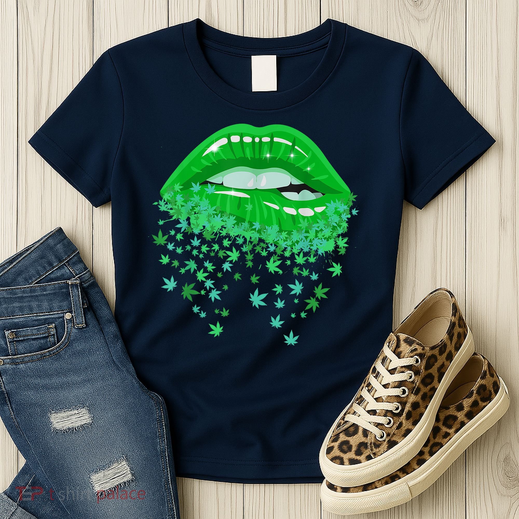 Sexy Lips 420 Cannabis Marijuana Weed Pot Leaf Lover Gift Women's T-Shirt