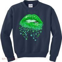 Sexy Lips 420 Cannabis Marijuana Weed Pot Leaf Lover Gift Kids Sweatshirt thumb 0