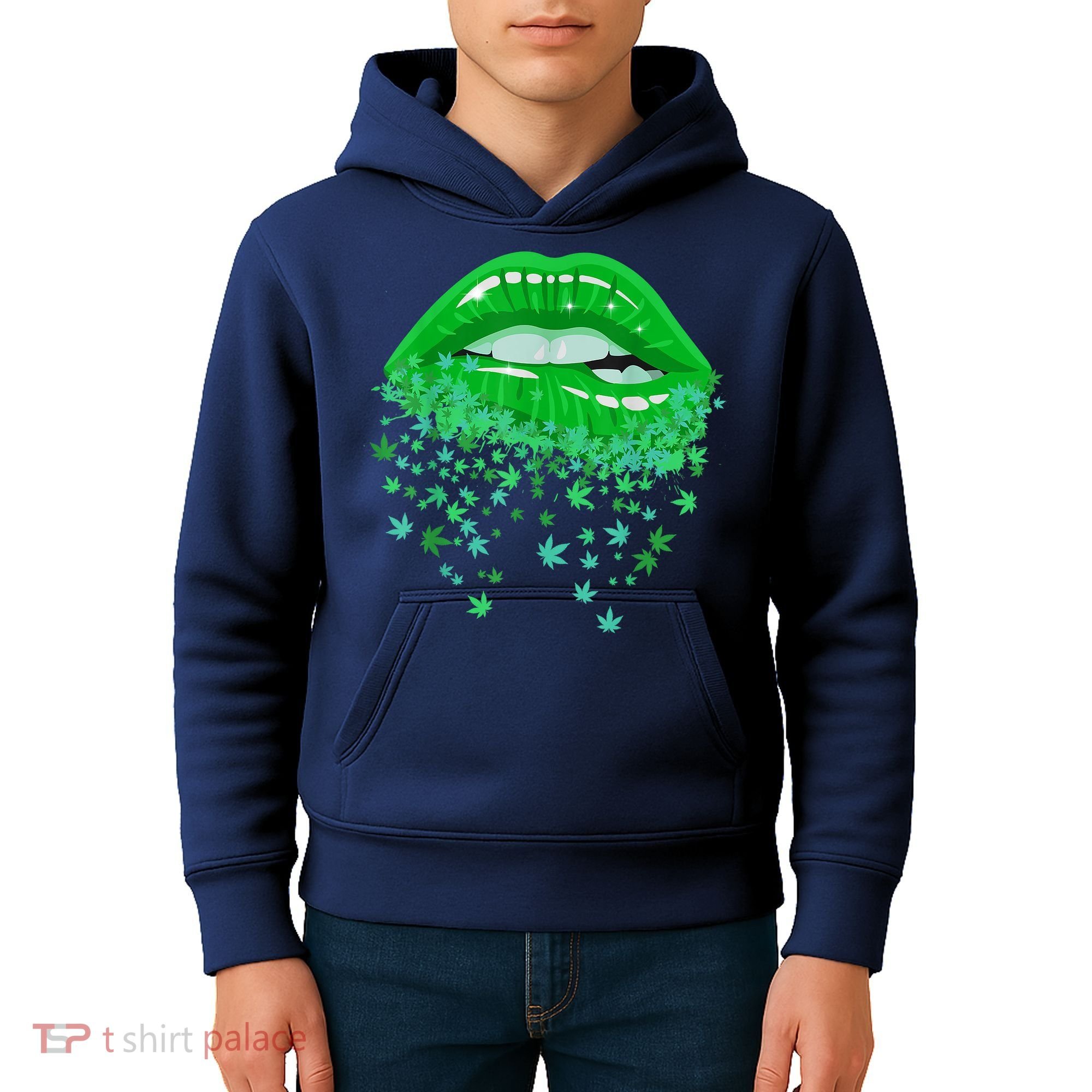 Sexy Lips 420 Cannabis Marijuana Weed Pot Leaf Lover Gift Kids Hoodie