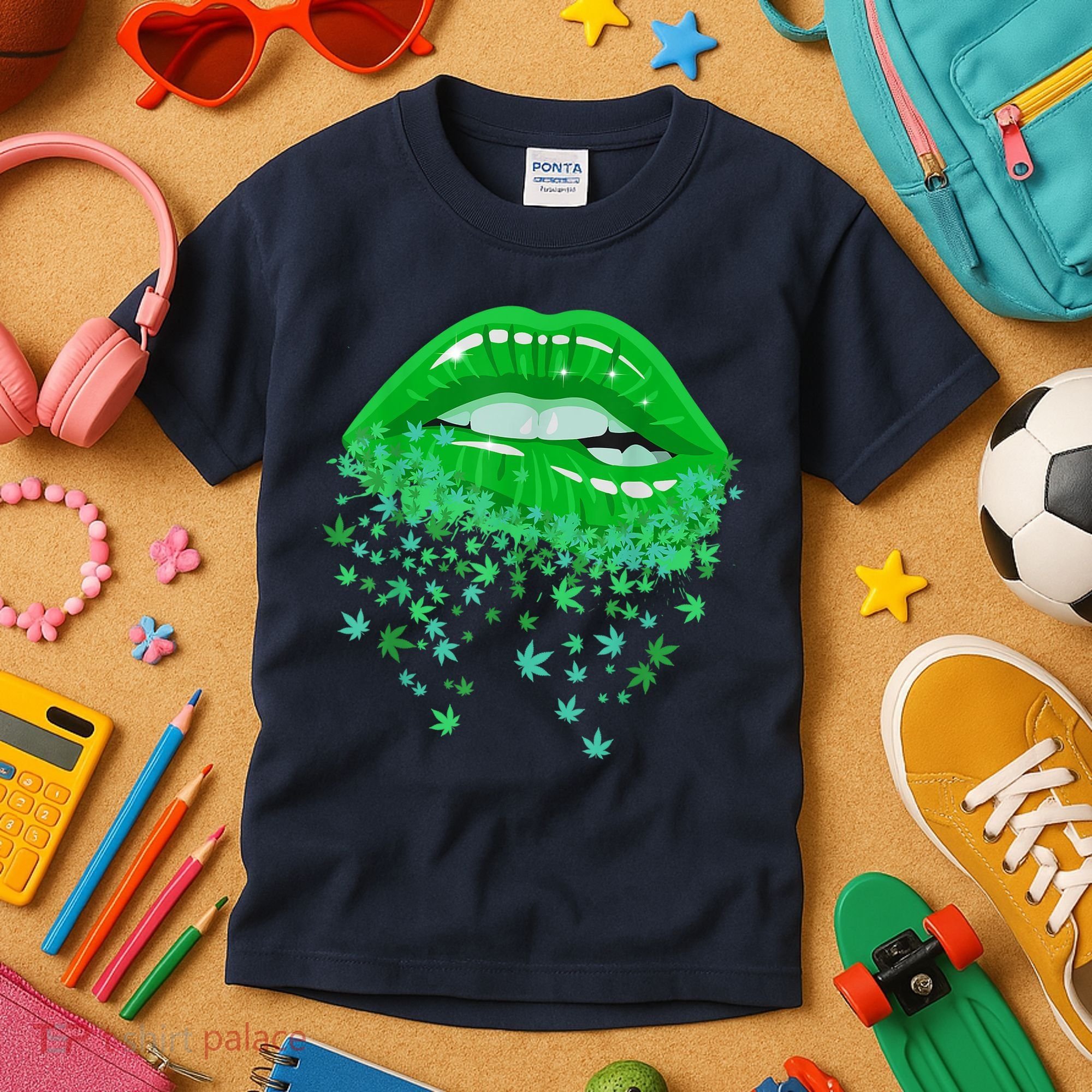 Sexy Lips 420 Cannabis Marijuana Weed Pot Leaf Lover Gift Kids T-Shirt