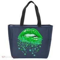 Sexy Lips 420 Cannabis Marijuana Weed Pot Leaf Lover Gift Tote Bag thumb 0