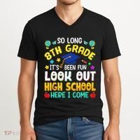 So Long 8th Grade High School Here I Come Graduation V-Neck T-Shirt thumb 2