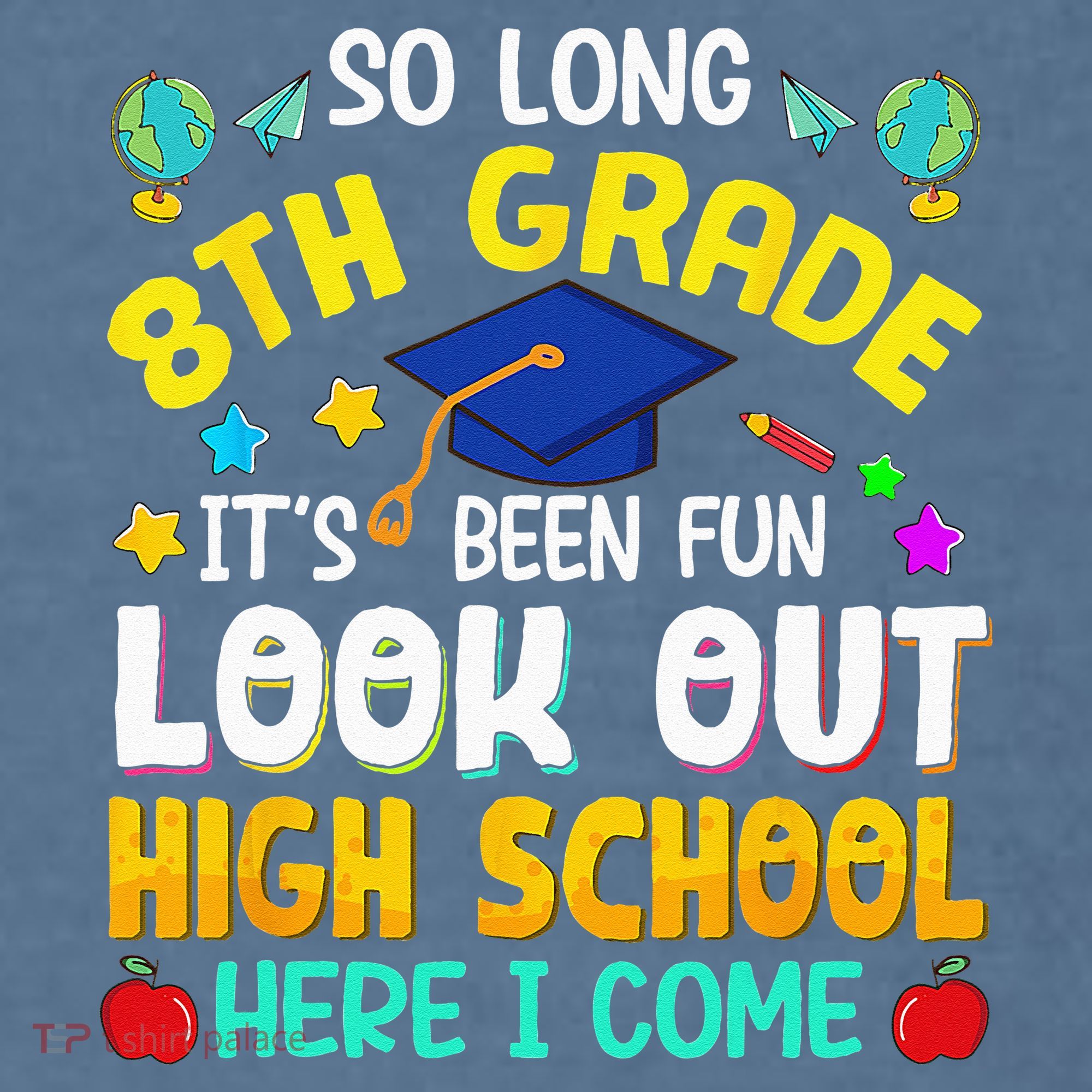 So Long 8th Grade High School Here I Come Graduation Comfort Colors Garment-Dyed Hooded Sweatshirt