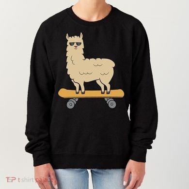 Skateboarding Llama Alpaca Skateboard Llama Women's Sweatshirt