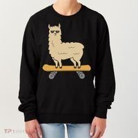 Skateboarding Llama Alpaca Skateboard Llama Women's Sweatshirt thumb 0
