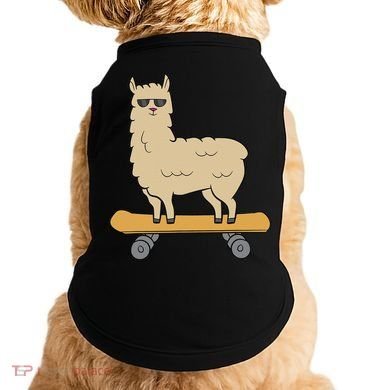 Skateboarding Llama Alpaca Skateboard Llama Doggie Tank