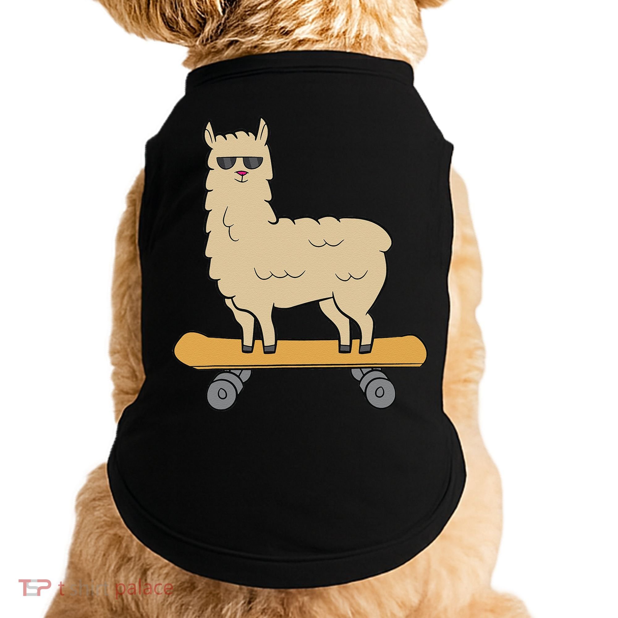 Skateboarding Llama Alpaca Skateboard Llama Doggie Tank