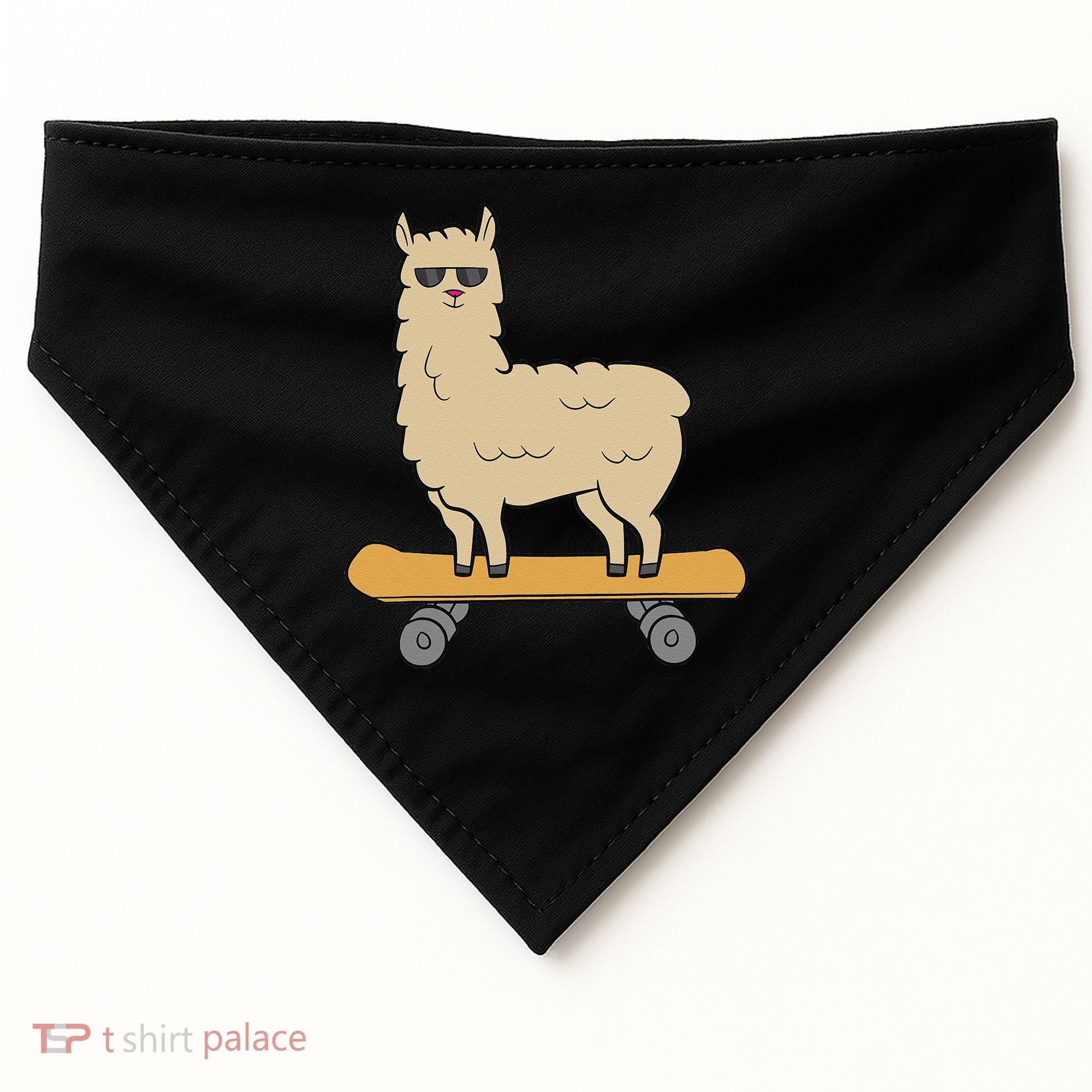 Skateboarding Llama Alpaca Skateboard Llama USA-Made Doggie Bandana