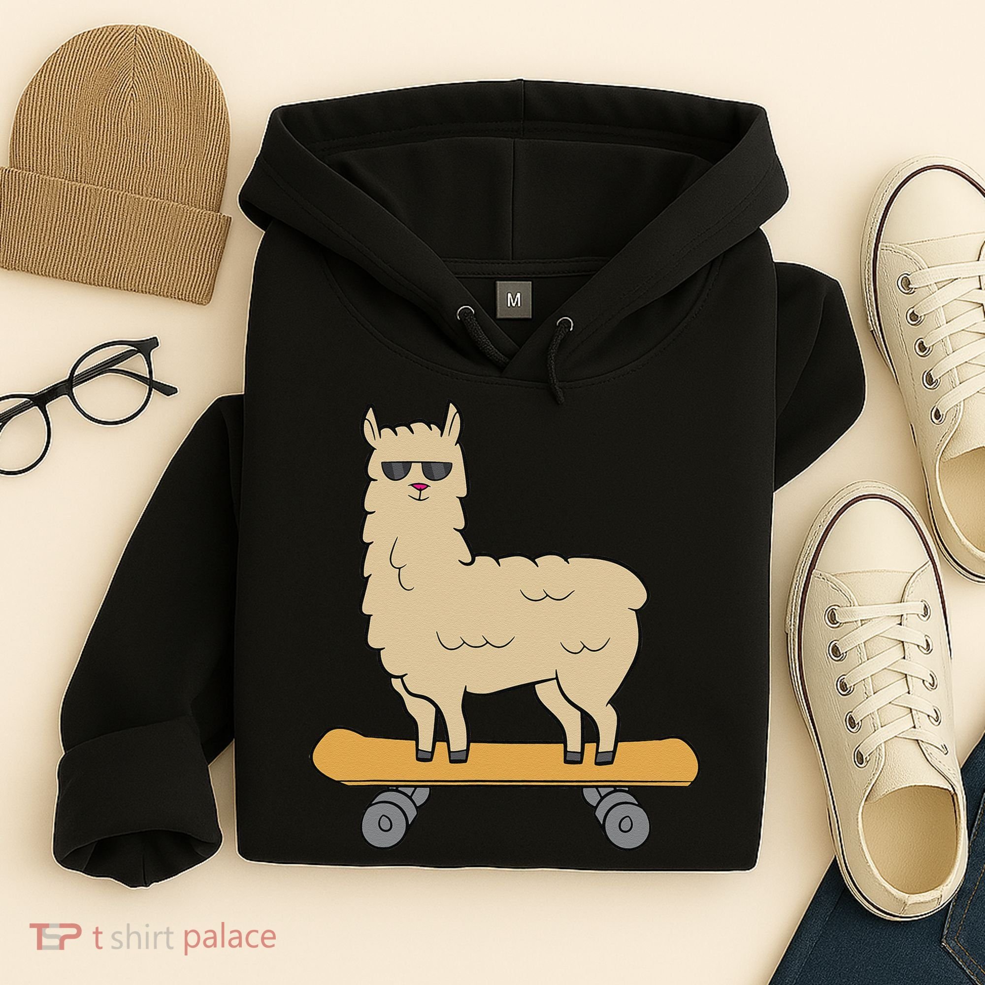 Skateboarding Llama Alpaca Skateboard Llama Hoodie