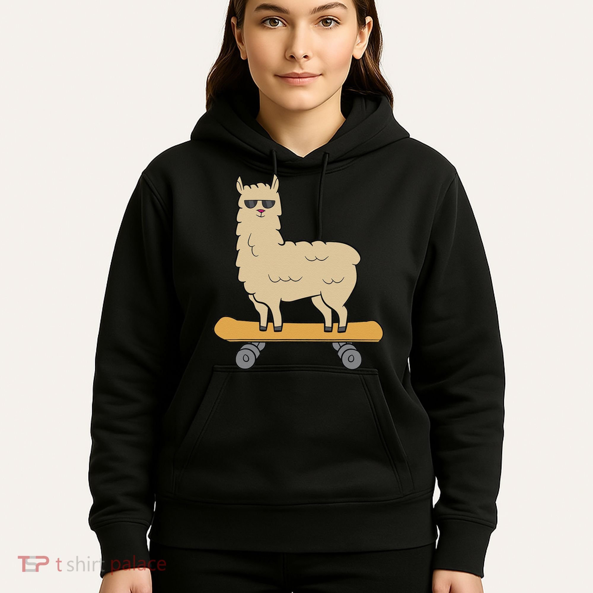 Skateboarding Llama Alpaca Skateboard Llama Hoodie