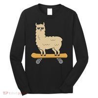 Skateboarding Llama Alpaca Skateboard Llama Long Sleeve Shirt thumb 0