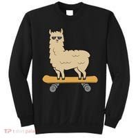 Skateboarding Llama Alpaca Skateboard Llama Sweatshirt thumb 0