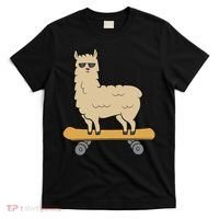 Skateboarding Llama Alpaca Skateboard Llama T-Shirt thumb 0