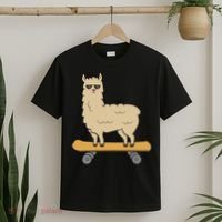 Skateboarding Llama Alpaca Skateboard Llama T-Shirt thumb 2