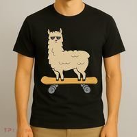 Skateboarding Llama Alpaca Skateboard Llama T-Shirt thumb 3
