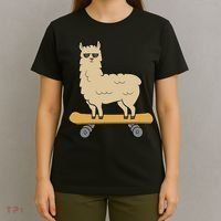 Skateboarding Llama Alpaca Skateboard Llama T-Shirt thumb 4
