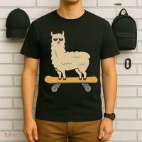 Skateboarding Llama Alpaca Skateboard Llama T-Shirt thumb 6