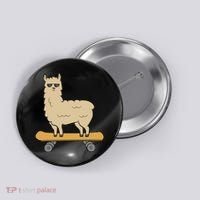 Skateboarding Llama Alpaca Skateboard Llama Button thumb 0