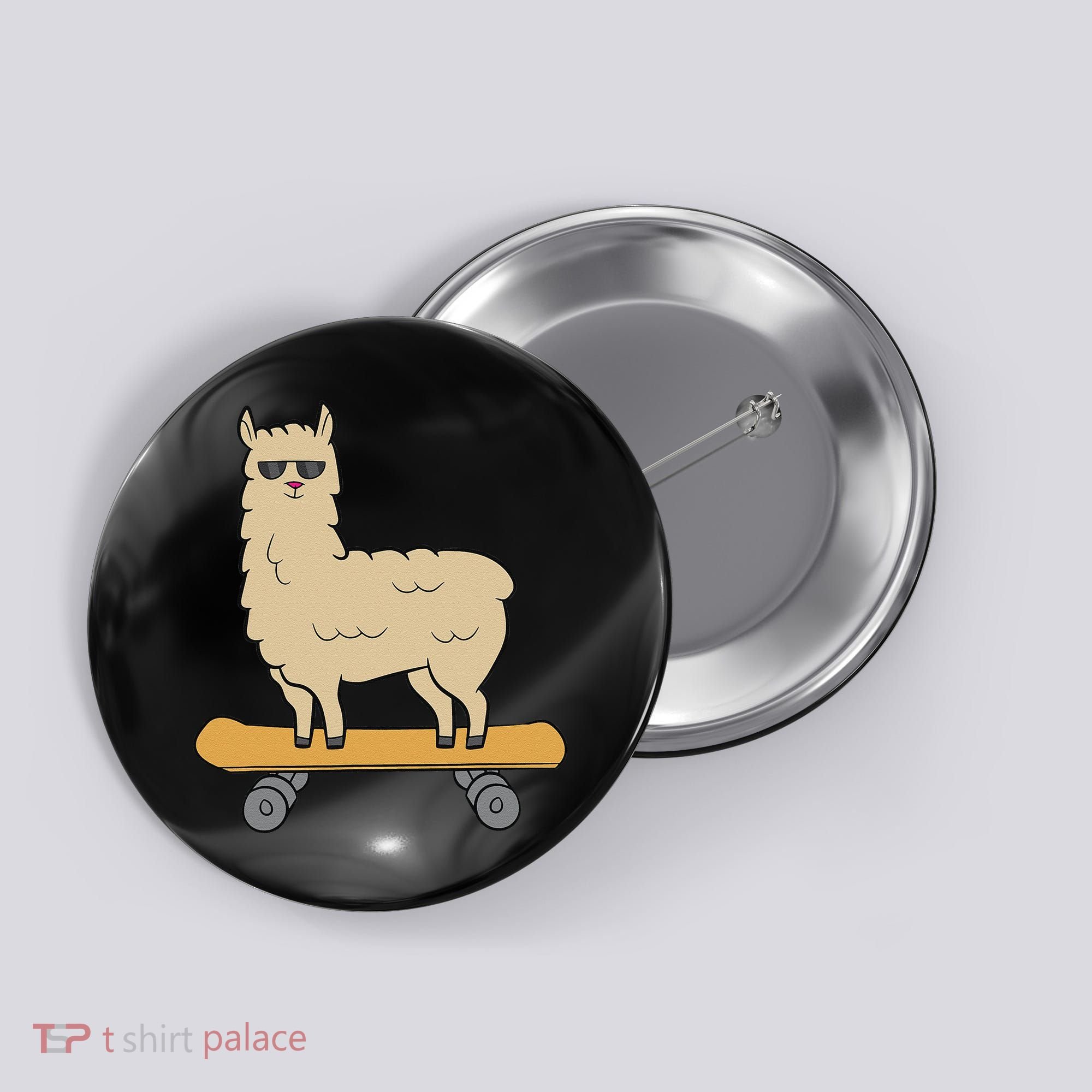 Skateboarding Llama Alpaca Skateboard Llama Button