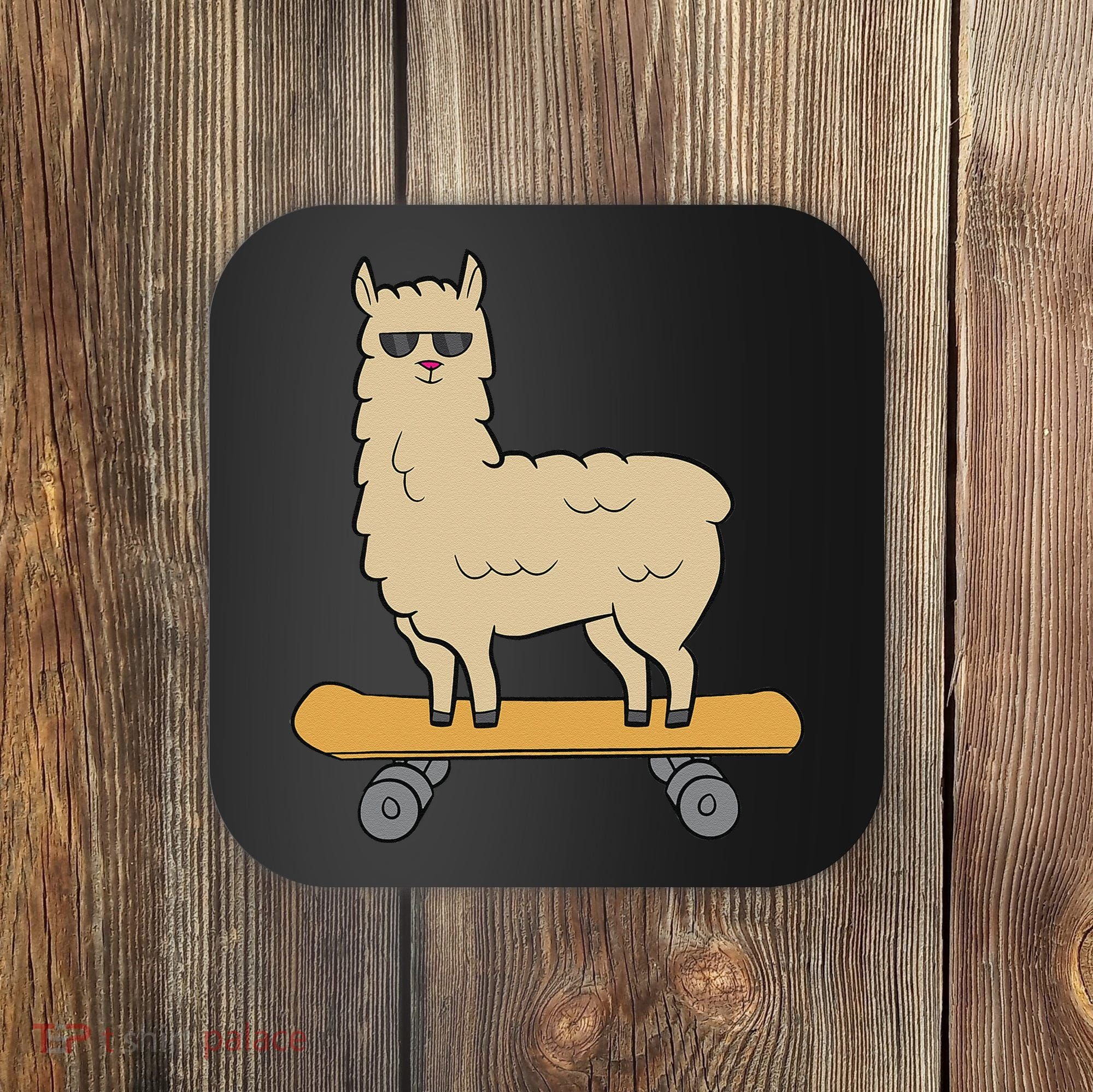 Skateboarding Llama Alpaca Skateboard Llama Coaster