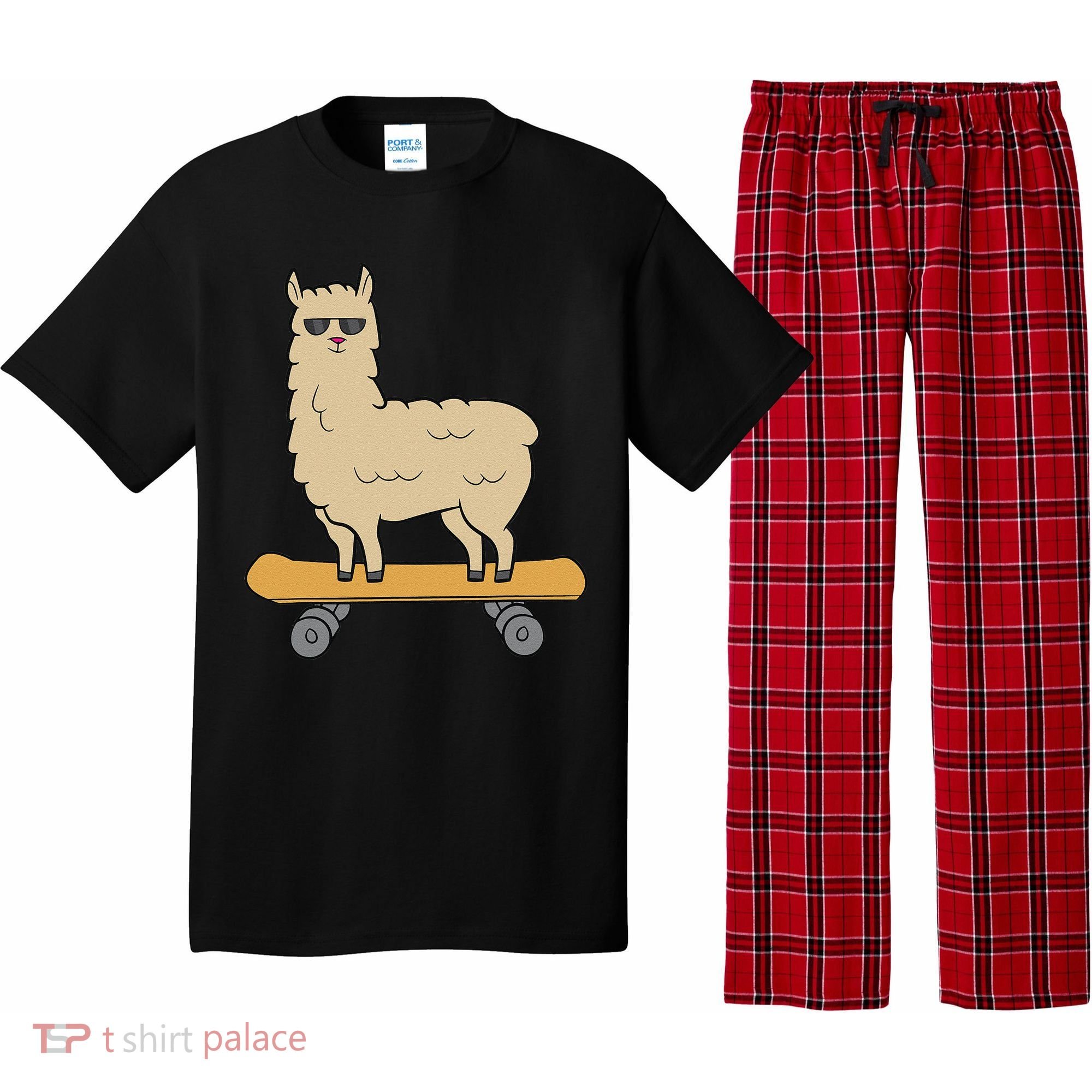 Skateboarding Llama Alpaca Skateboard Llama Pajama Set