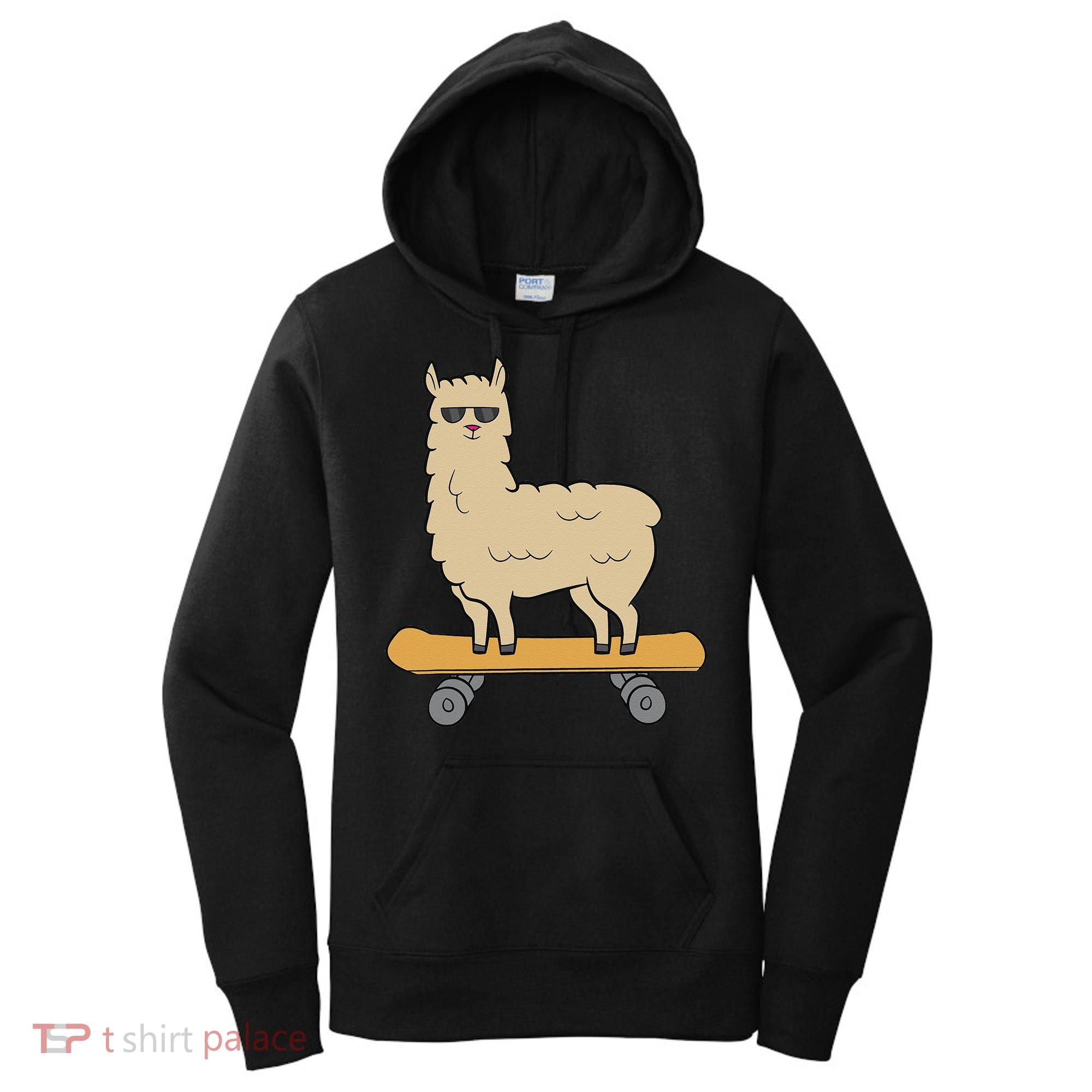 Skateboarding Llama Alpaca Skateboard Llama Women's Hoodie