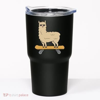 Skateboarding Llama Alpaca Skateboard Llama Tumbler