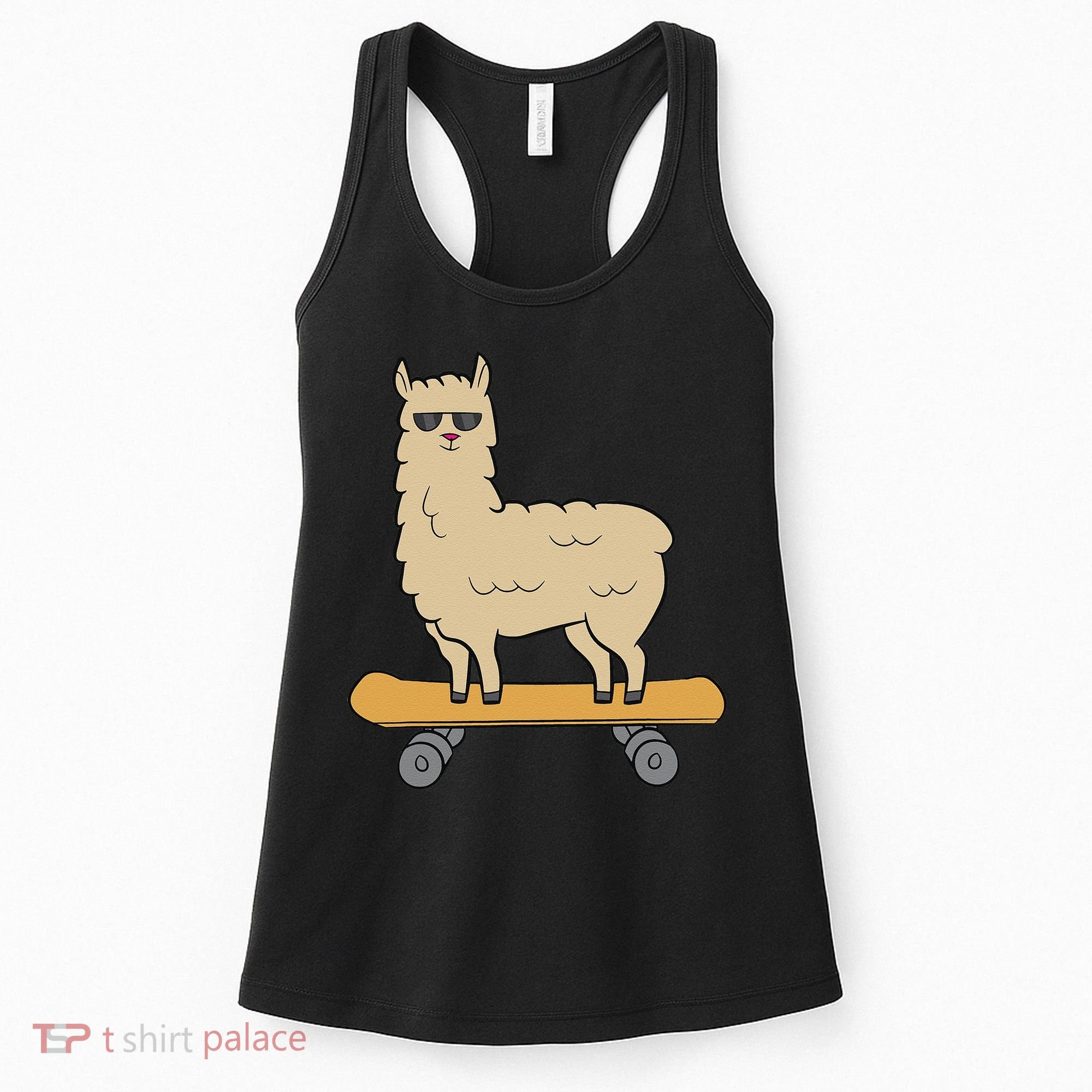 Skateboarding Llama Alpaca Skateboard Llama Women's Tank Top