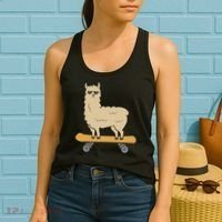 Skateboarding Llama Alpaca Skateboard Llama Women's Tank Top thumb 2