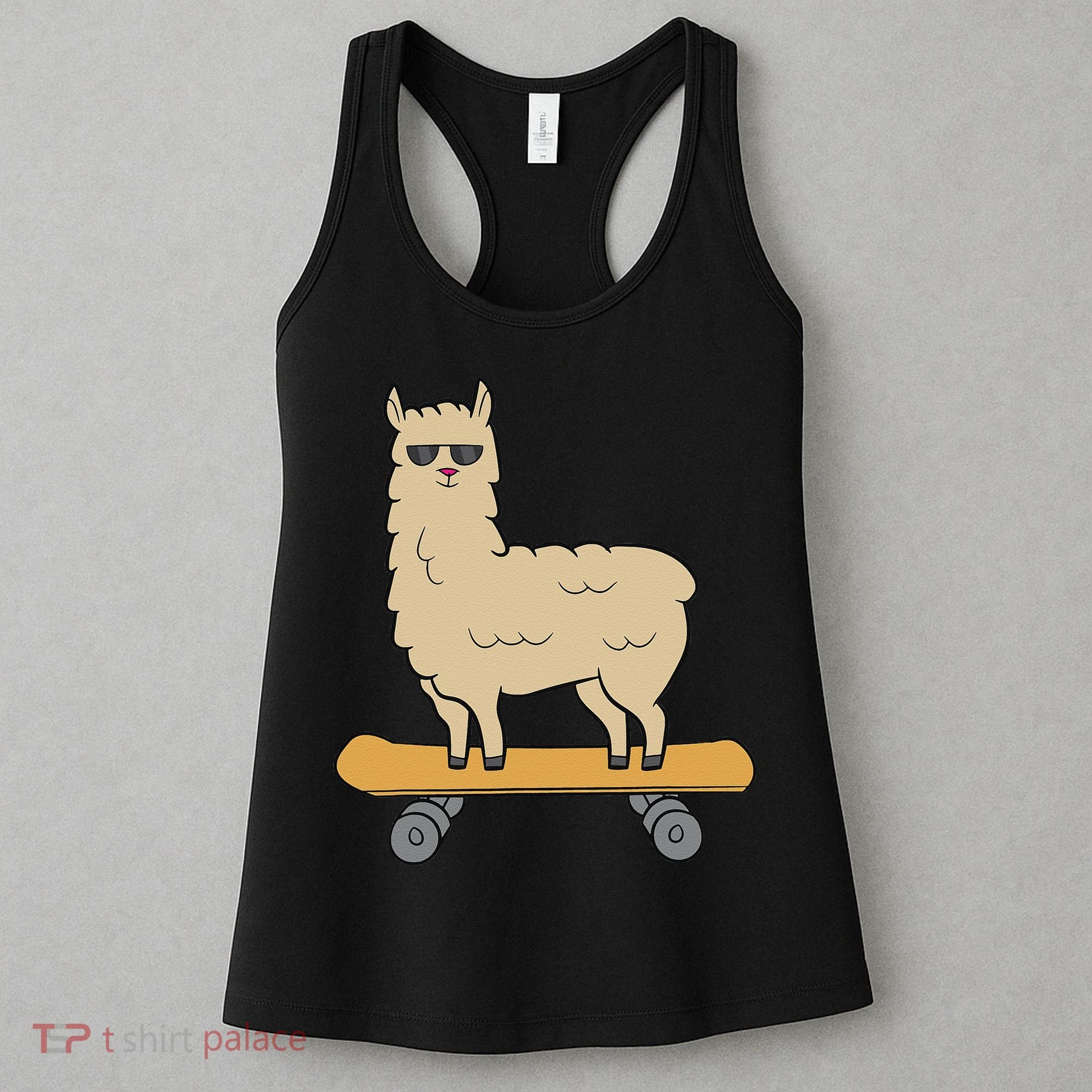 Skateboarding Llama Alpaca Skateboard Llama Women's Tank Top