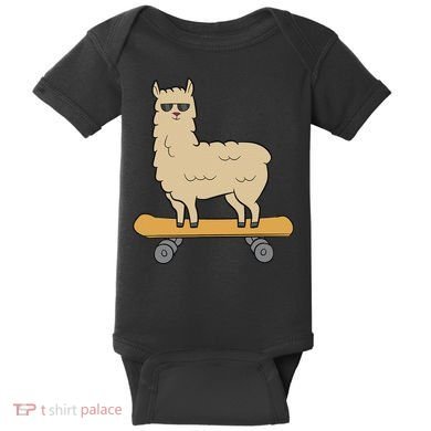 Skateboarding Llama Alpaca Skateboard Llama Baby Bodysuit