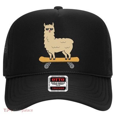 Skateboarding Llama Alpaca Skateboard Llama Hat
